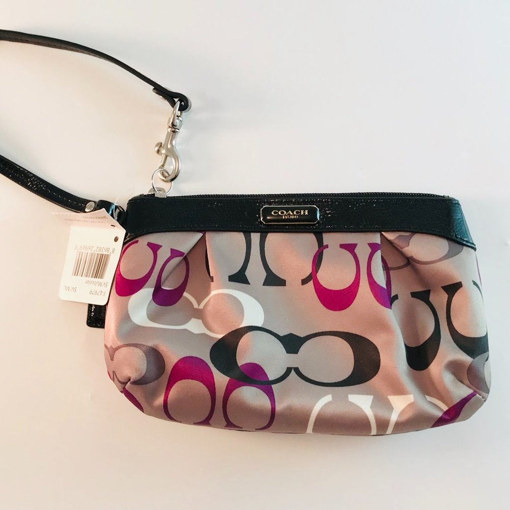 COACH Signature Wristlet Sateen Multicolor F47979,